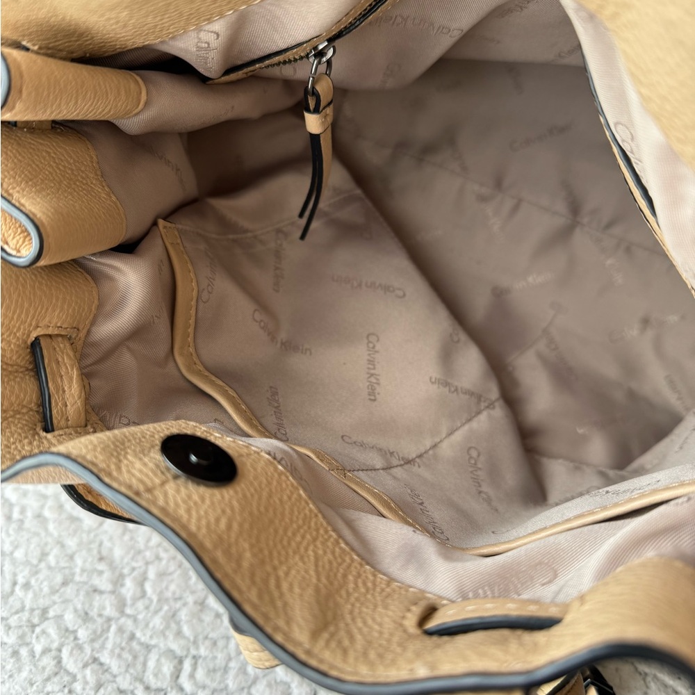 Calvin Klein Rudy Nude Pebble Leather Bucket Tote - Picture 10 of 11